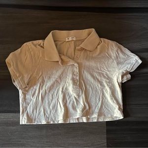 tan collared crop top.